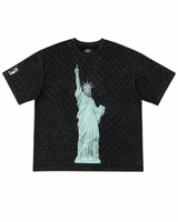 Concrete Jungle Statue of Liberty - Rhinestone Acid Washed Tee (Beast NY Collection)