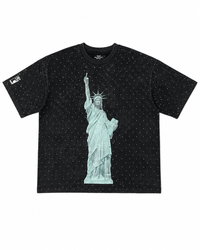 Concrete Jungle Statue of Liberty - Rhinestone Acid Washed Tee (Beast NY Collection)