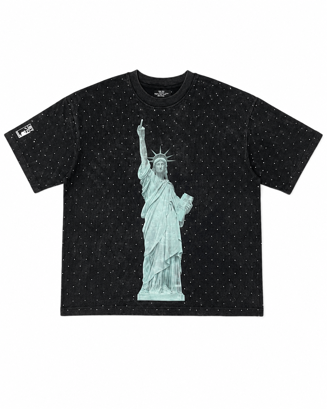 Concrete Jungle Statue of Liberty - Rhinestone Acid Washed Tee (Beast NY Collection)