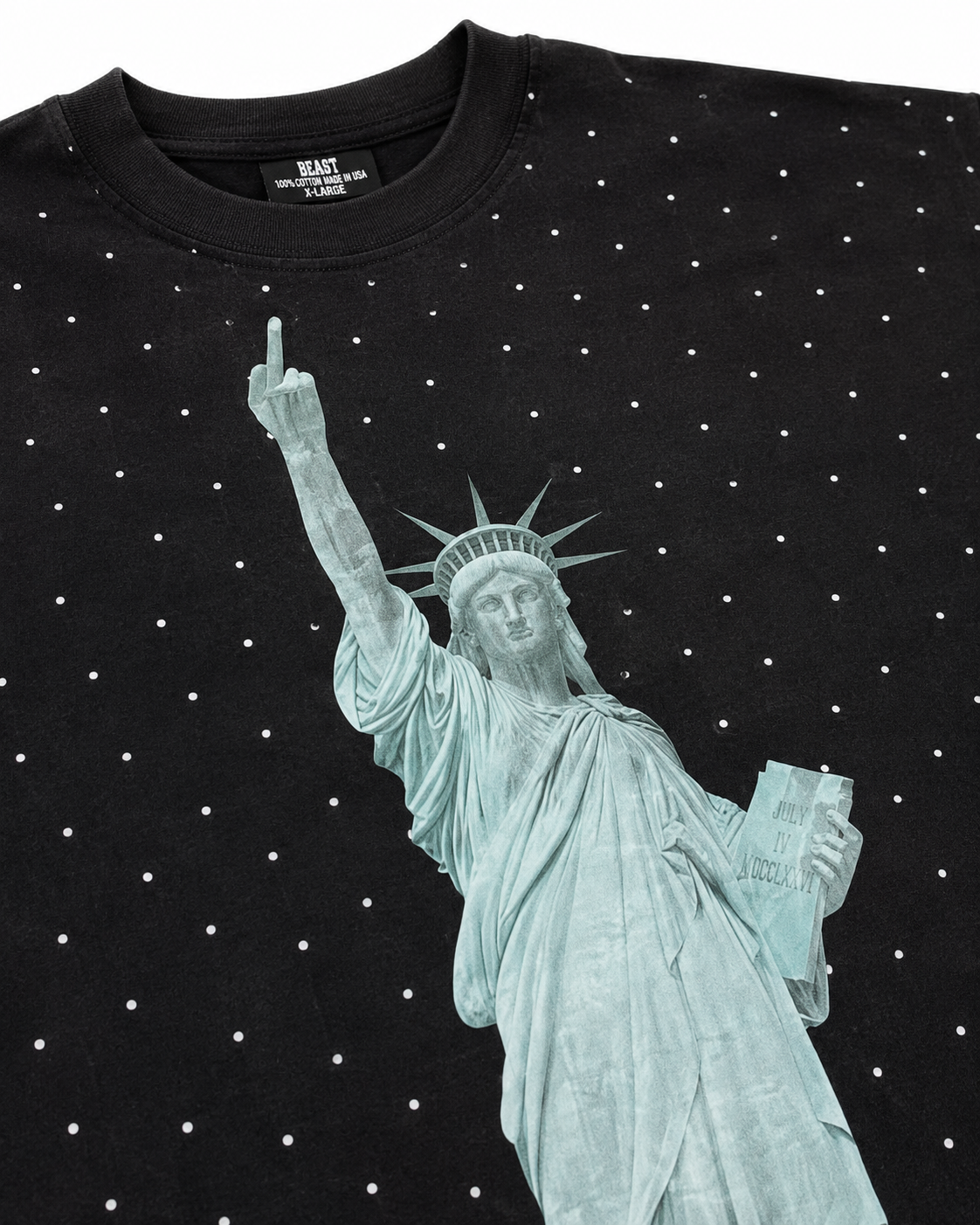 Concrete Jungle Statue of Liberty - Rhinestone Acid Washed Tee (Beast NY Collection)