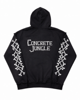 Concrete Black Jungle Skeleton Face Liberty Rhinestone Zip-Up Hoodie