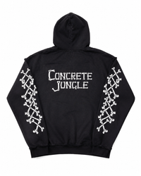 Concrete Black Jungle Skeleton Face Liberty Rhinestone Zip-Up Hoodie