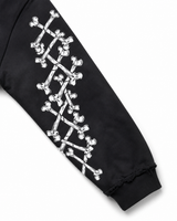 Concrete Black Jungle Skeleton Face Liberty Rhinestone Zip-Up Hoodie