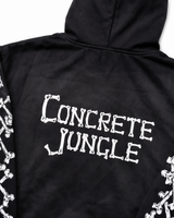 Concrete Black Jungle Skeleton Face Liberty Rhinestone Zip-Up Hoodie