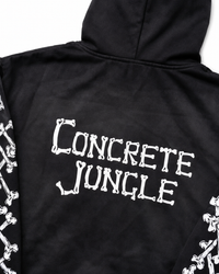 Concrete Black Jungle Skeleton Face Liberty Rhinestone Zip-Up Hoodie