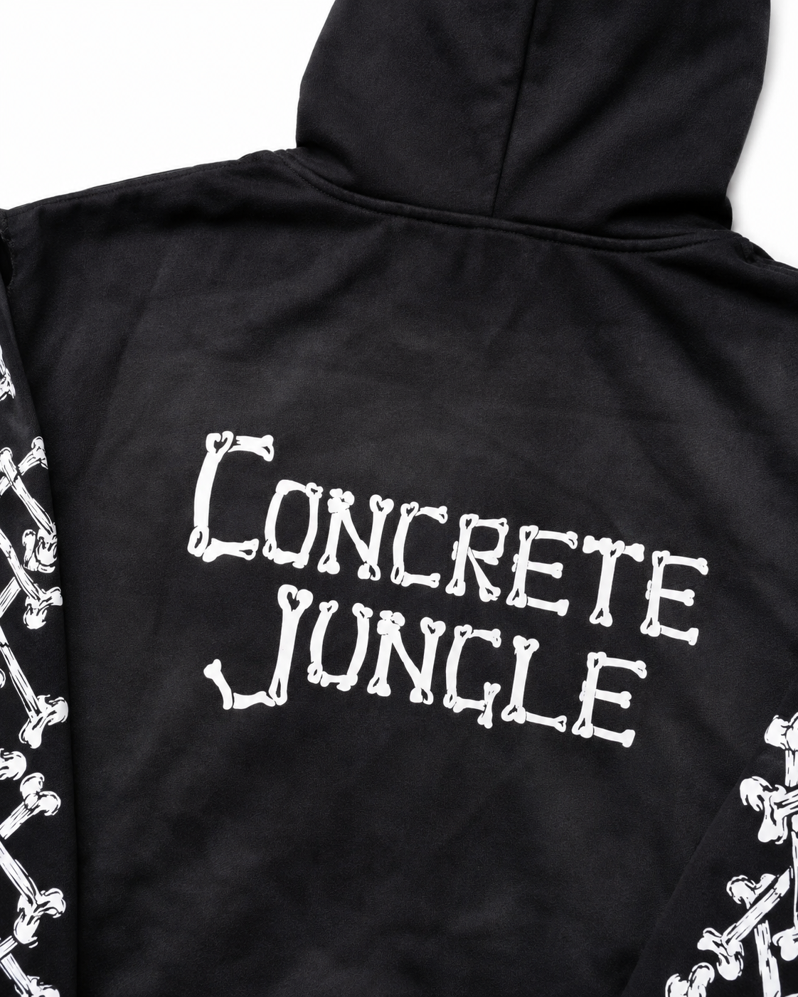 Concrete Black Jungle Skeleton Face Liberty Rhinestone Zip-Up Hoodie