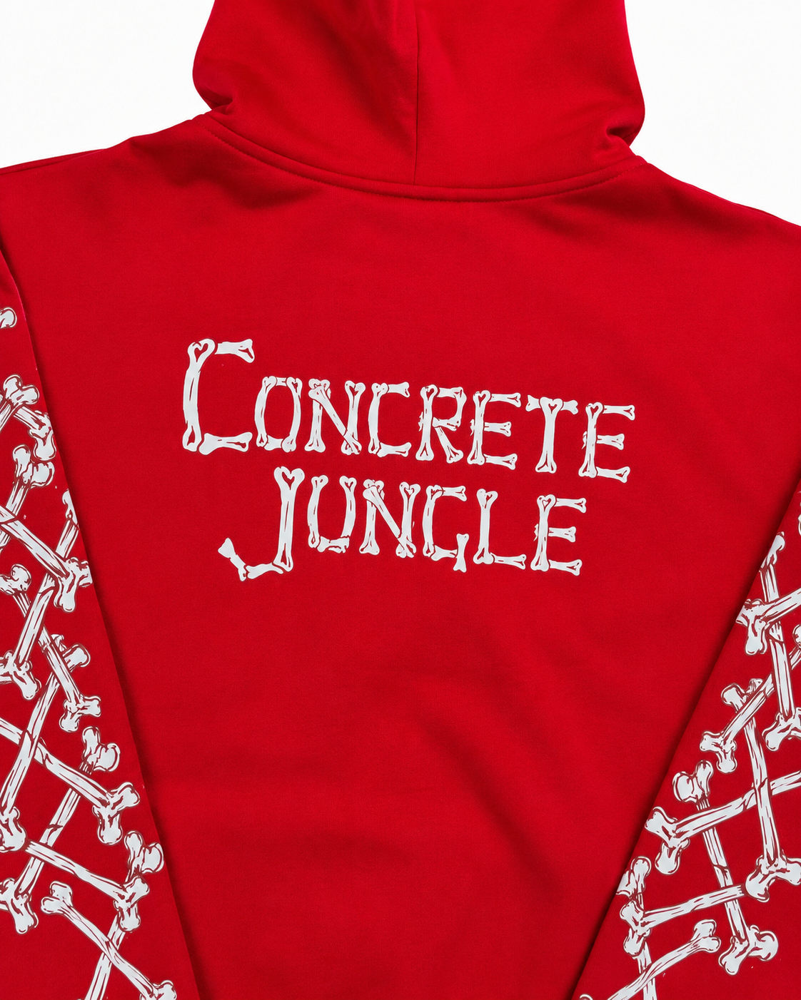 Concrete Jungle Red Skeleton Face Liberty Rhinestone Zip-Up Hoodie