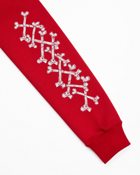 Concrete Jungle Red Skeleton Face Liberty Rhinestone Zip-Up Hoodie