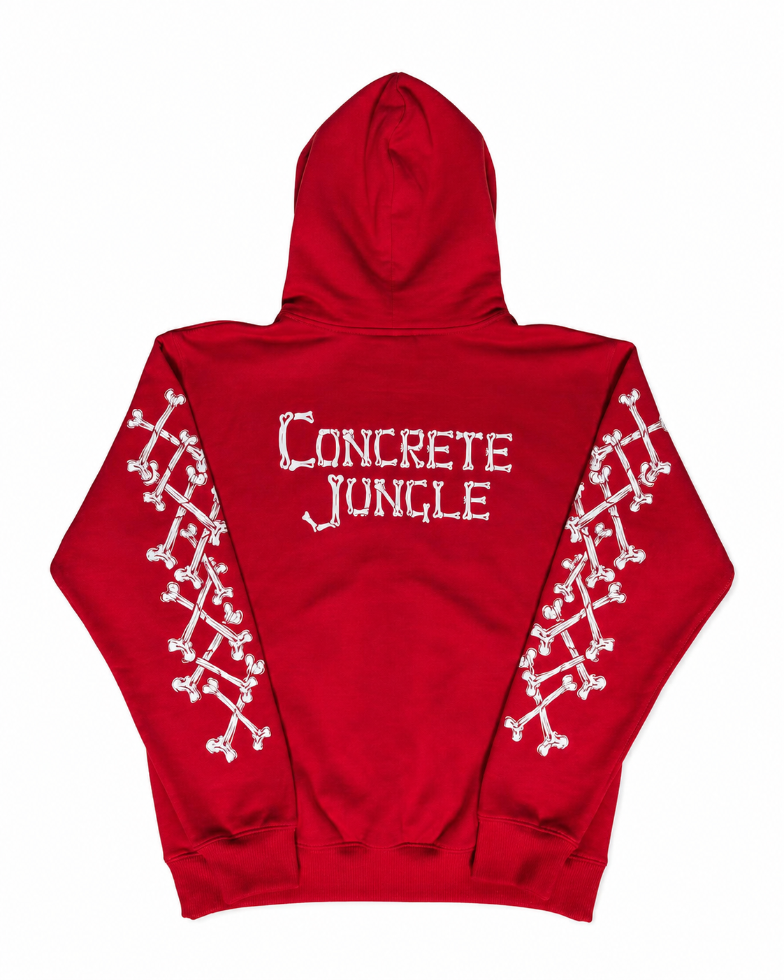 Concrete Jungle Red Skeleton Face Liberty Rhinestone Zip-Up Hoodie