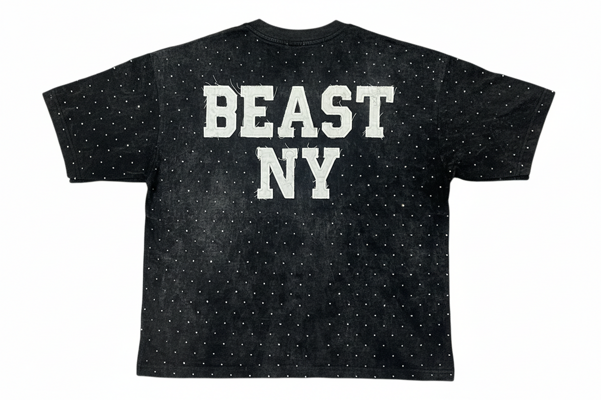 Concrete Jungle Statue of Liberty - Rhinestone Acid Washed Tee (Beast NY Collection)